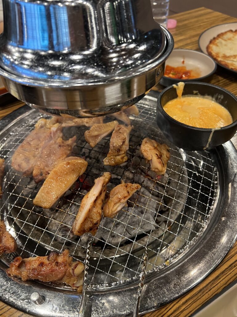 A view of our dak-galbi cooking.